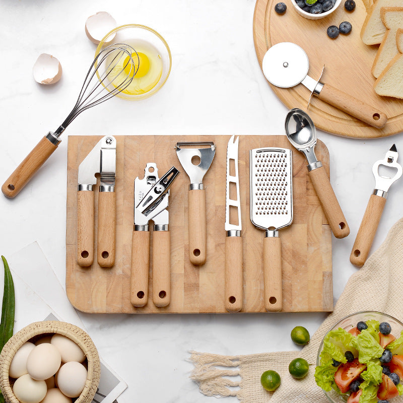 Conjunto de utensílios de cozinha em aço inoxidável 9 unidades