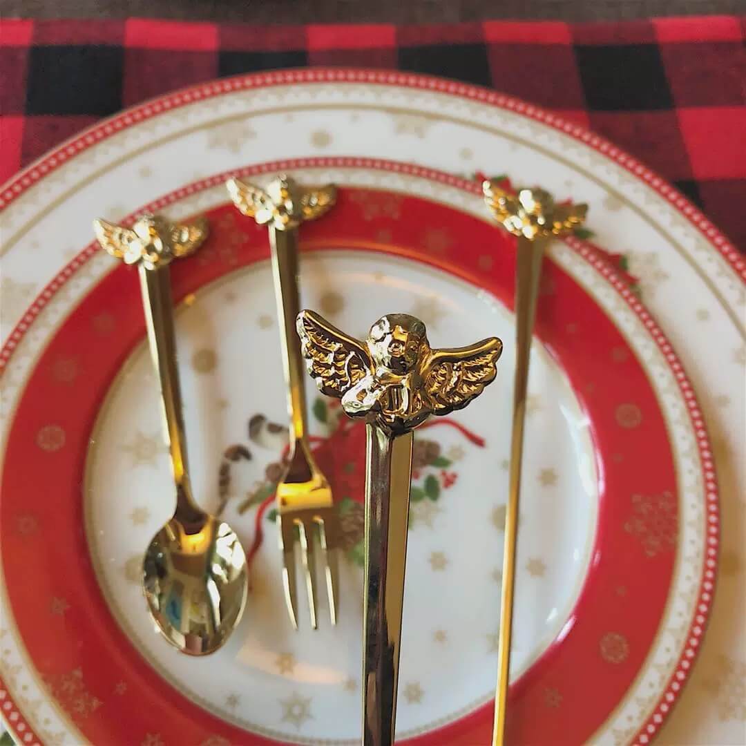 2PCS Vintage Style Gold Flatware