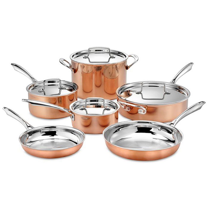 Curmet Copper 3-Ply 10-Piece. Cookware Set