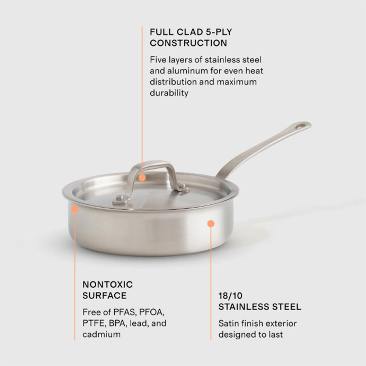 Curmet 5-Ply Stainless Steel 3 Quart Sauté Pan