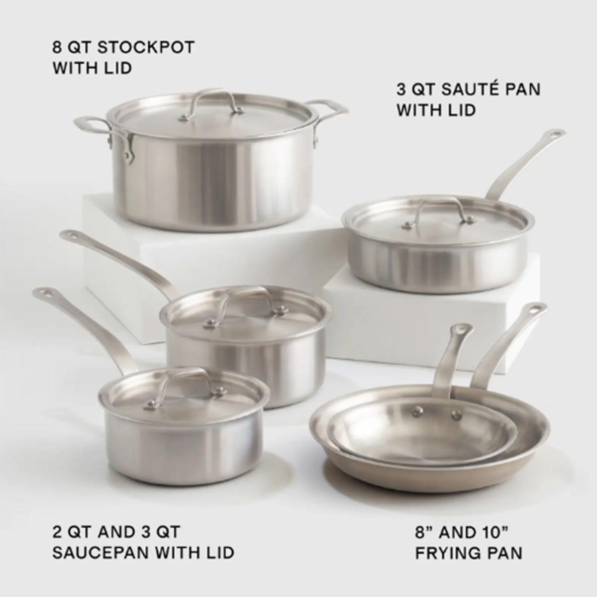 Curmet 5-Ply Stainless Steel 10 Piece Cookware Set