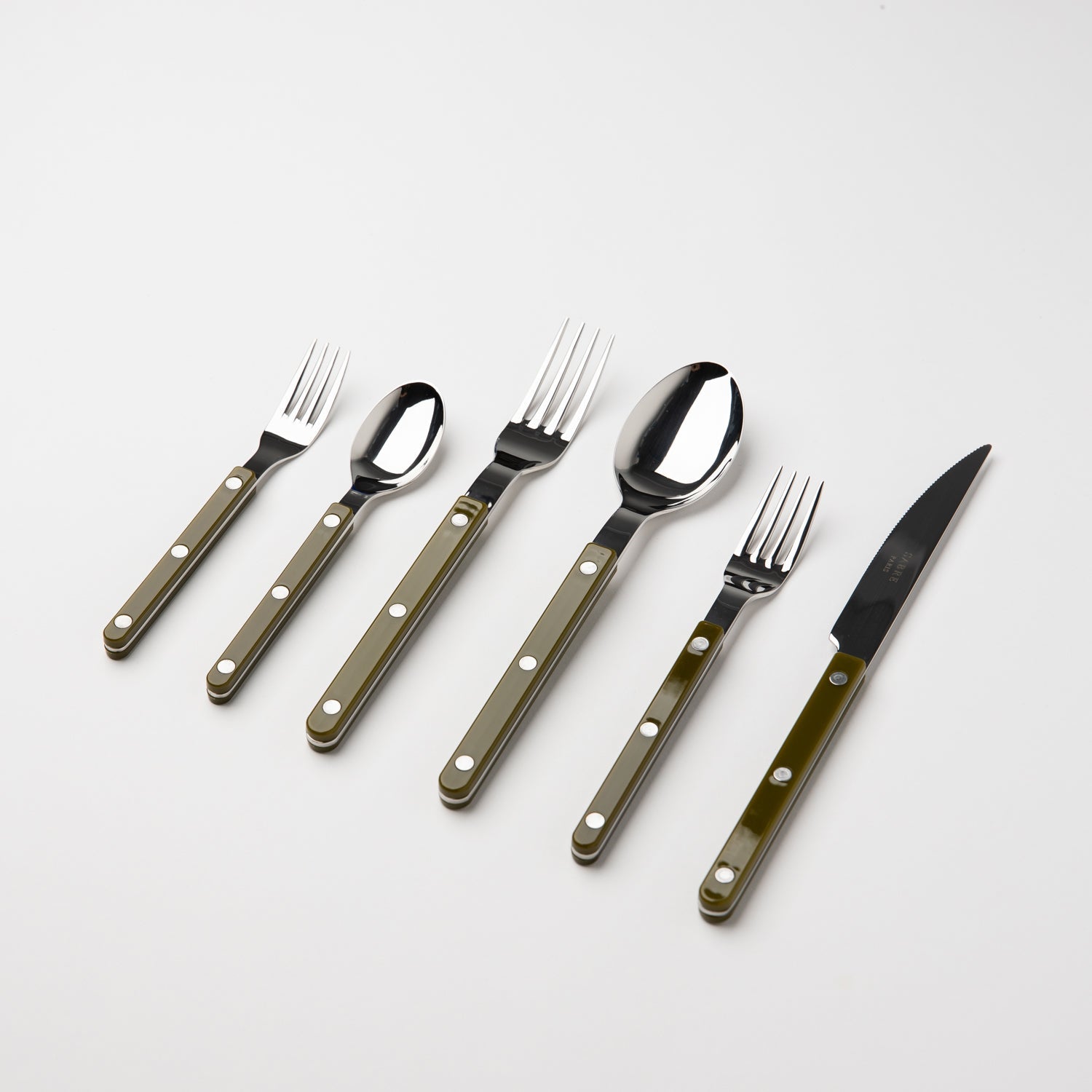 Curmet Bistrot Shiny Flatware, Green Fern