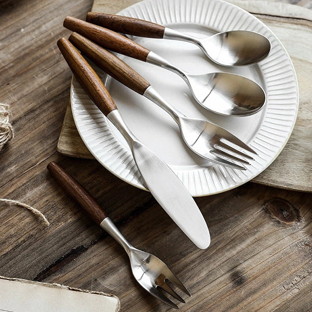 Wood Handle Stainless Steel Flatware